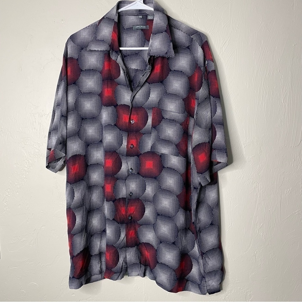Robert Lecam short sleeve button down shirt abstract graphic from Germany XL‌‍‍‍